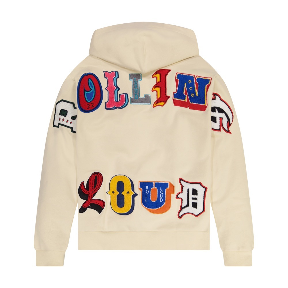 Rolling Loud Big Chenille Zip-Up Sweatshirt Crème XL